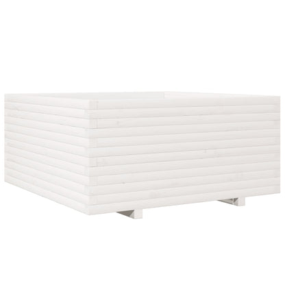 vidaXL Pflanzkübel Weiß 100x100x49,5 cm Massivholz Kiefer