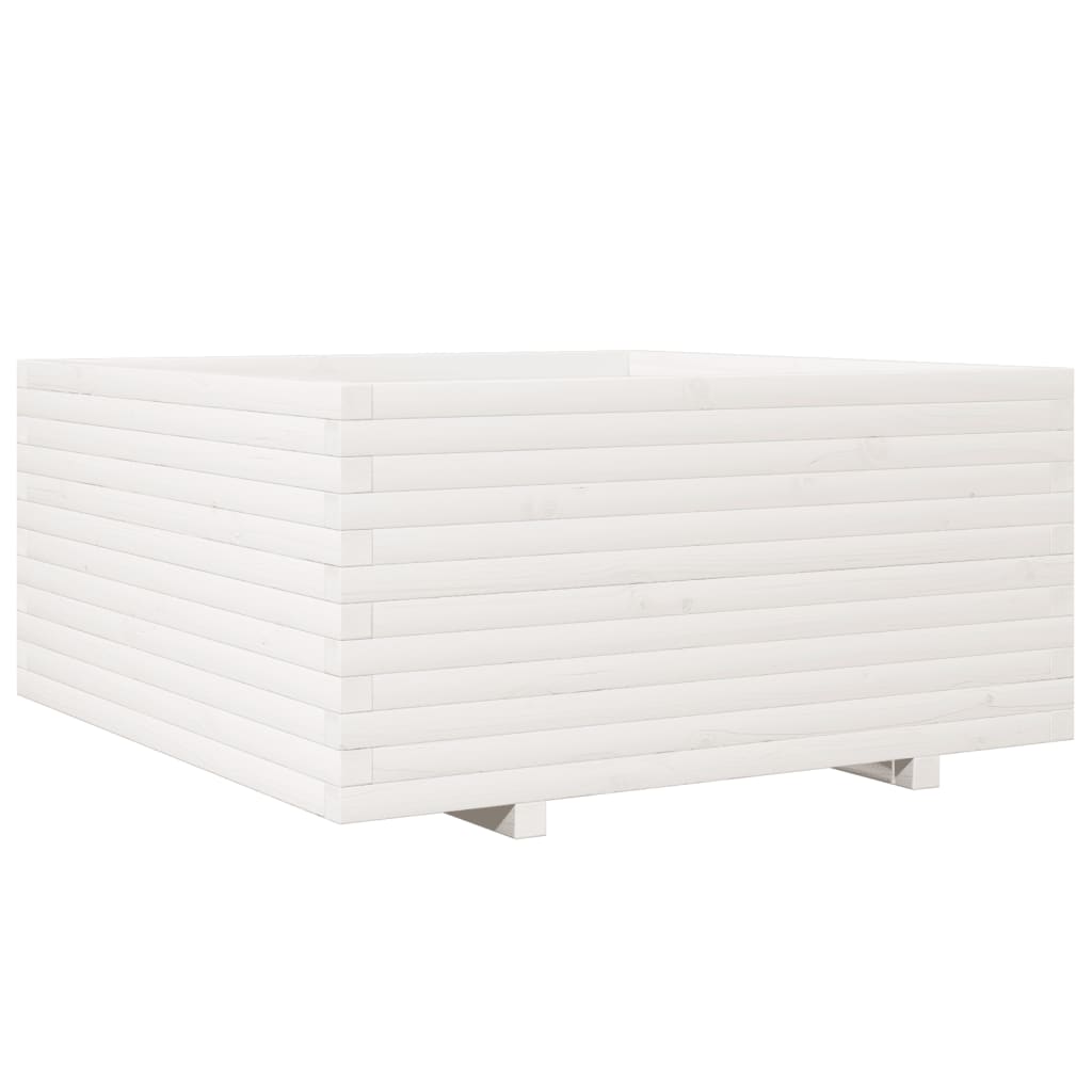 vidaXL Pflanzkübel Weiß 100x100x49,5 cm Massivholz Kiefer