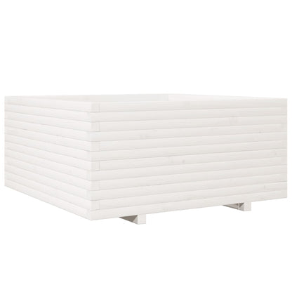 vidaXL Pflanzkübel Weiß 100x100x49,5 cm Massivholz Kiefer