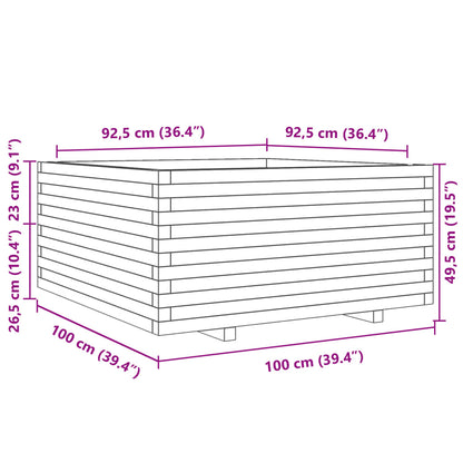 vidaXL Pflanzkübel Weiß 100x100x49,5 cm Massivholz Kiefer