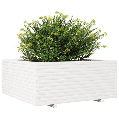 vidaXL Pflanzkübel Weiß 110x110x49,5 cm Massivholz Kiefer