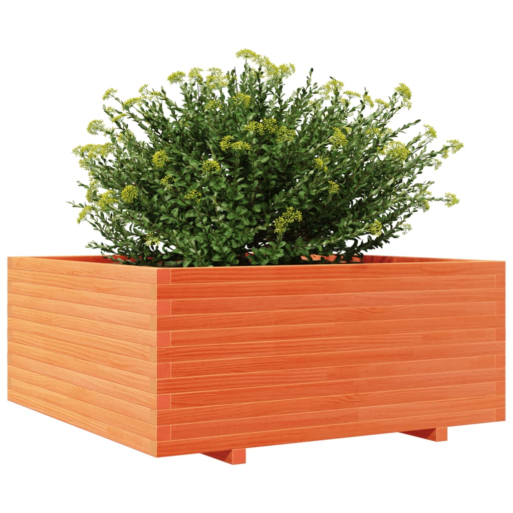 vidaXL Jardinière Bois de Pin Massif Marron Cire 110x110x49,5 cm