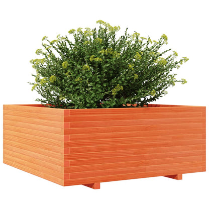 vidaXL Jardinière Bois de Pin Massif Marron Cire 110x110x49,5 cm