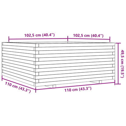 vidaXL Jardinière Bois de Pin Massif Marron Cire 110x110x49,5 cm