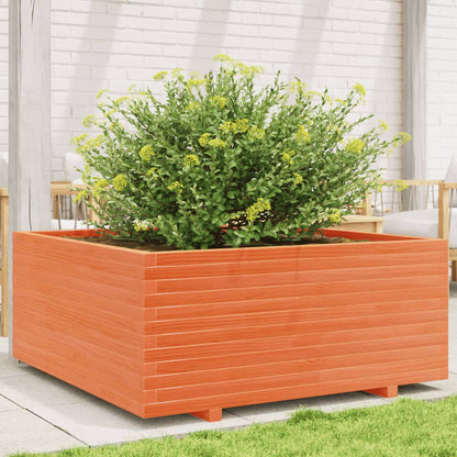 vidaXL Jardinière Bois de Pin Massif Marron Cire 110x110x49,5 cm