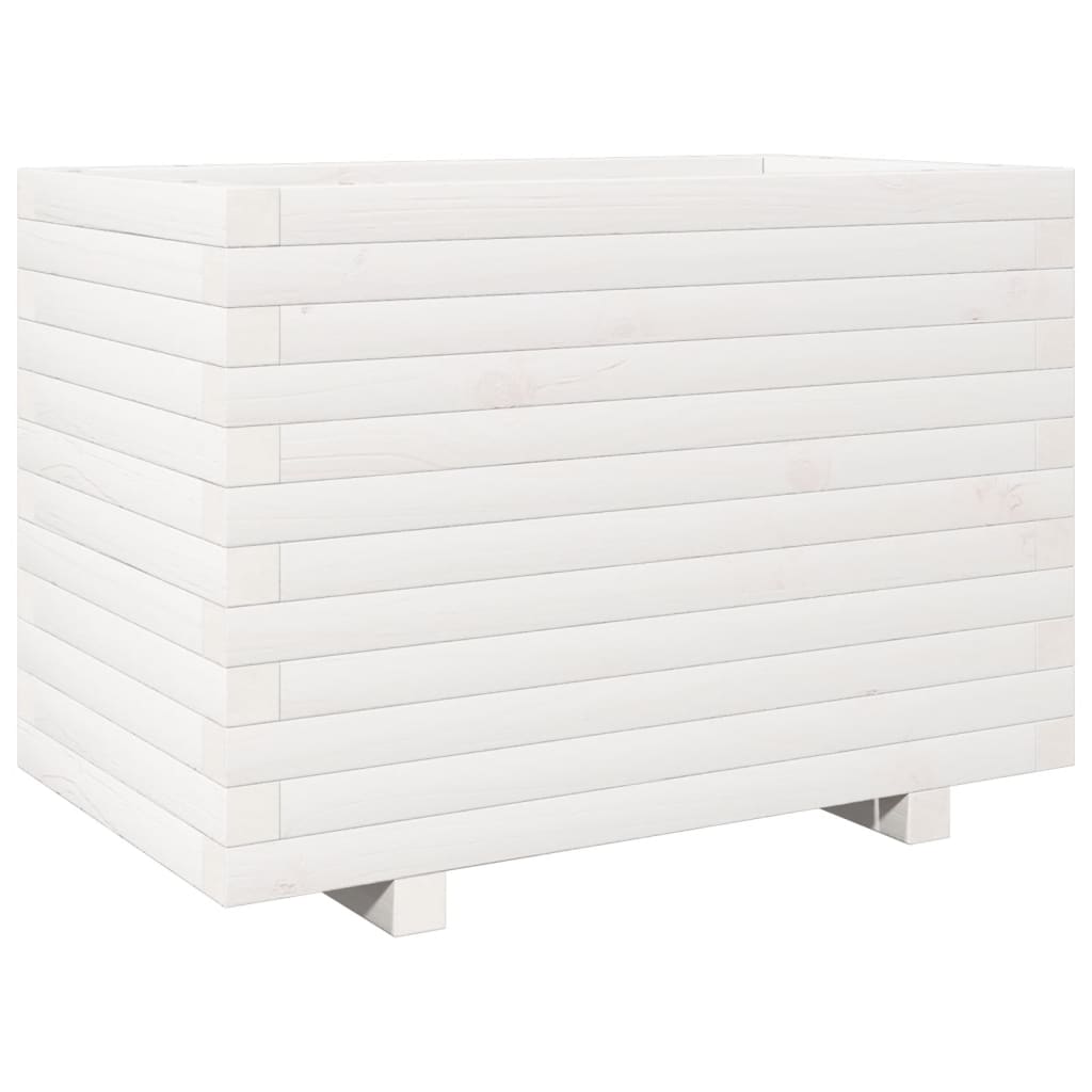 vidaXL Pflanzkübel Weiß 70x40x49,5 cm Massivholz Kiefer