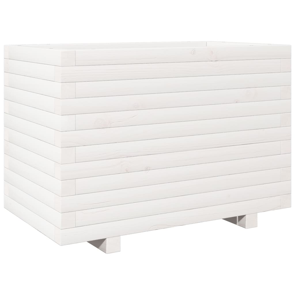 vidaXL Pflanzkübel Weiß 70x40x49,5 cm Massivholz Kiefer