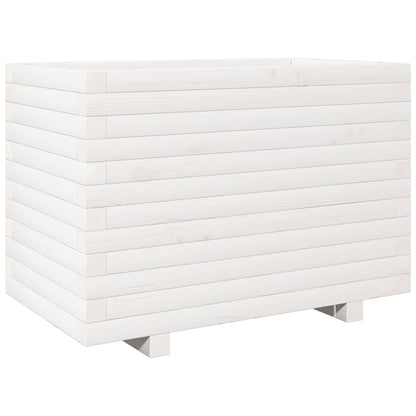 vidaXL Pflanzkübel Weiß 70x40x49,5 cm Massivholz Kiefer