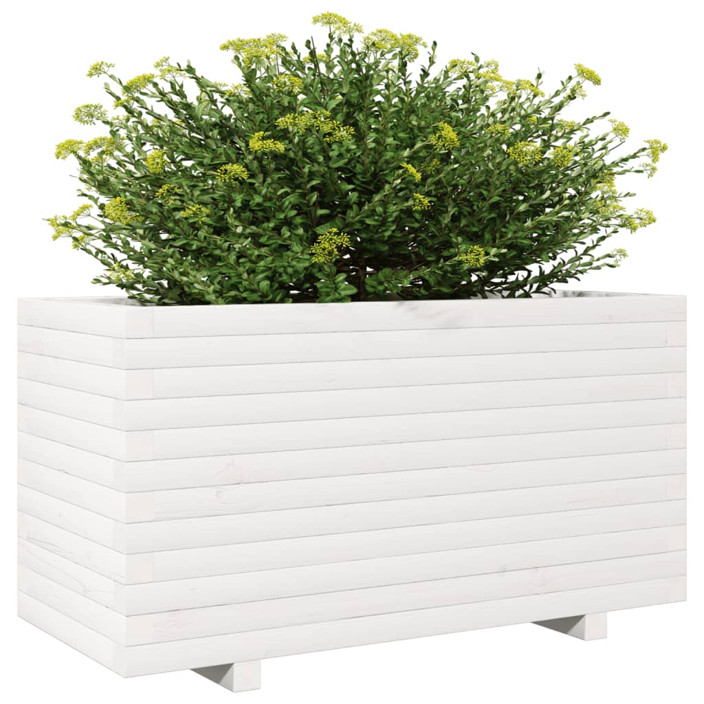 vidaXL Pflanzkübel Weiß 90x40x49,5 cm Massivholz Kiefer