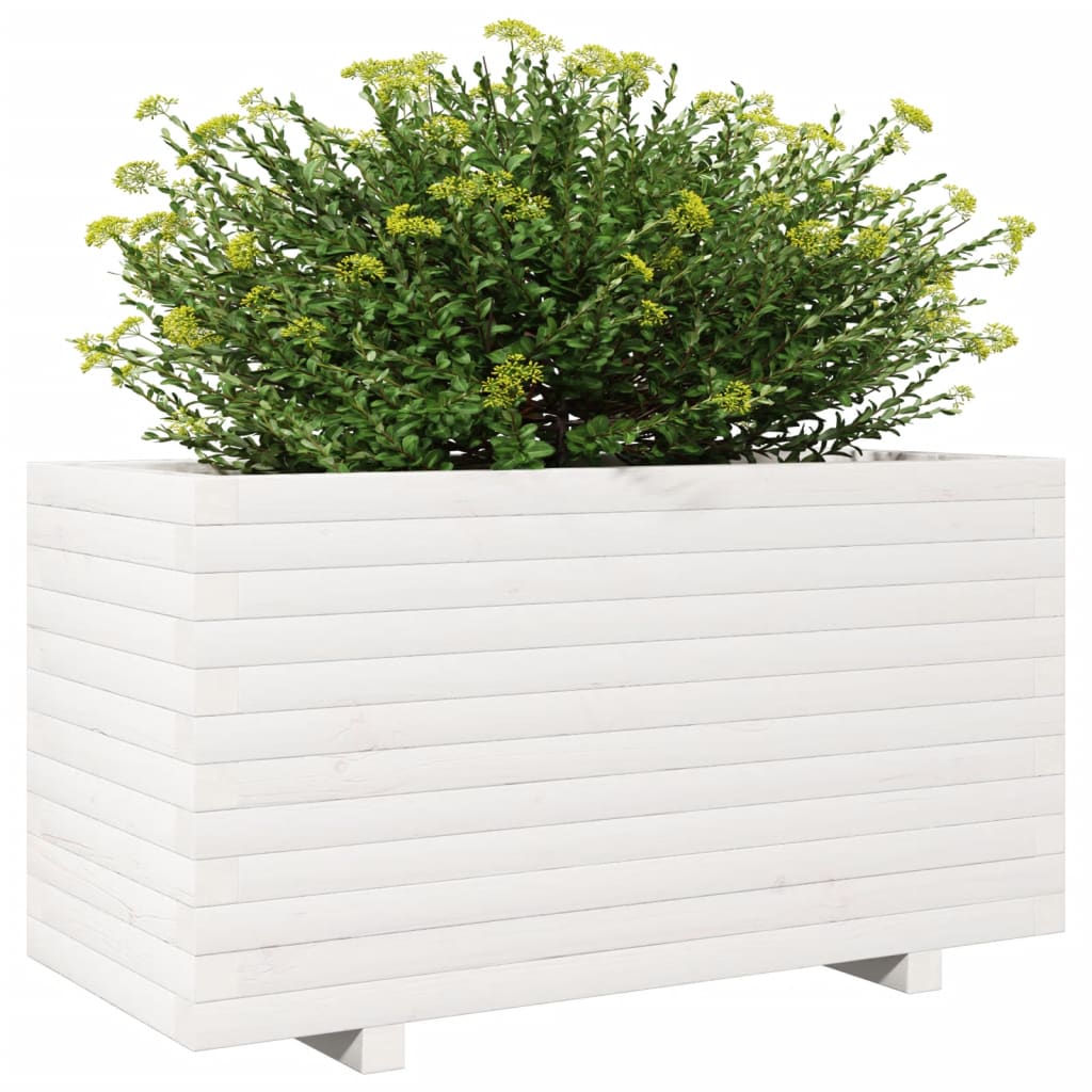 vidaXL Pflanzkübel Weiß 90x40x49,5 cm Massivholz Kiefer