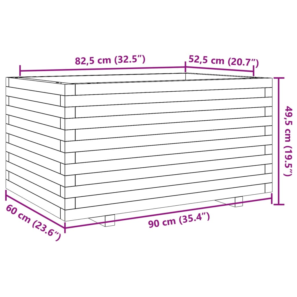 vidaXL Pflanzkübel Weiß 90x60x49,5 cm Massivholz Kiefer