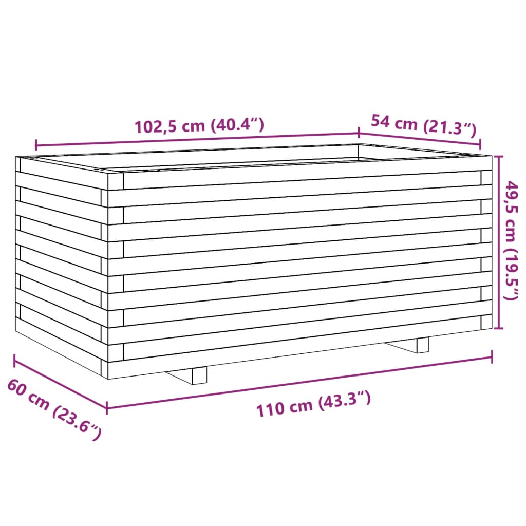 vidaXL Pflanzkübel Weiß 110x60x49,5 cm Massivholz Kiefer