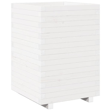 vidaXL Pflanzkübel Weiß 50x50x72,5 cm Massivholz Kiefer