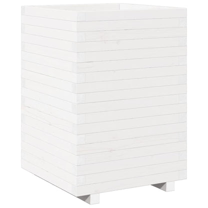 vidaXL Pflanzkübel Weiß 50x50x72,5 cm Massivholz Kiefer