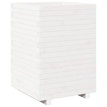 vidaXL Pflanzkübel Weiß 50x50x72,5 cm Massivholz Kiefer