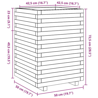 vidaXL Pflanzkübel Weiß 50x50x72,5 cm Massivholz Kiefer