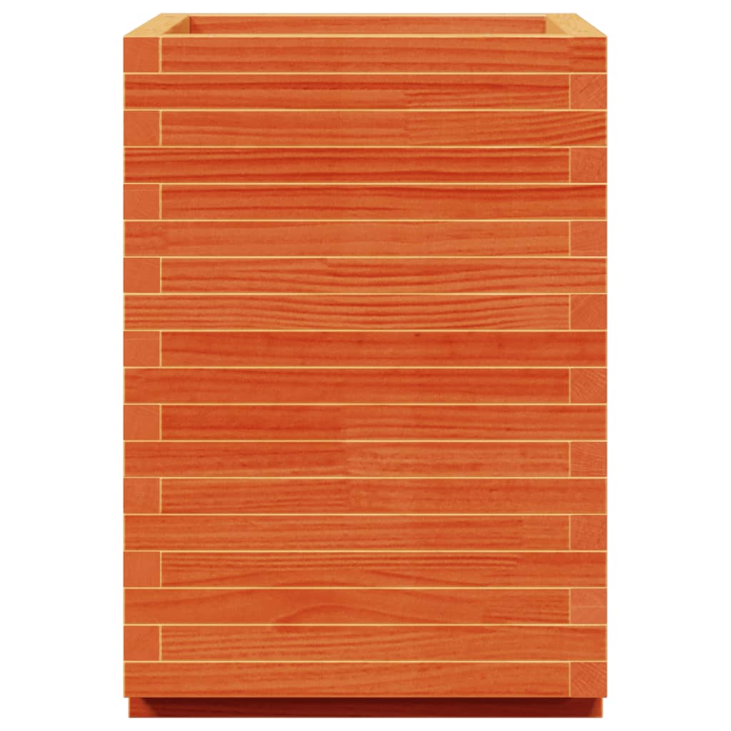 vidaXL Pflanzkübel Wachsbraun 50x50x72,5 cm Massivholz Kiefer