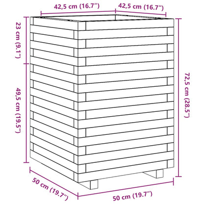 vidaXL Pflanzkübel Wachsbraun 50x50x72,5 cm Massivholz Kiefer
