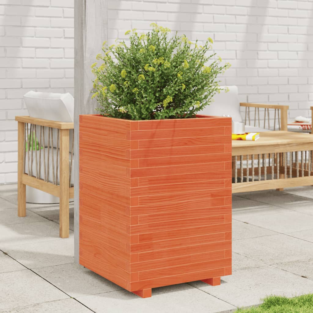 vidaXL Pflanzkübel Wachsbraun 50x50x72,5 cm Massivholz Kiefer