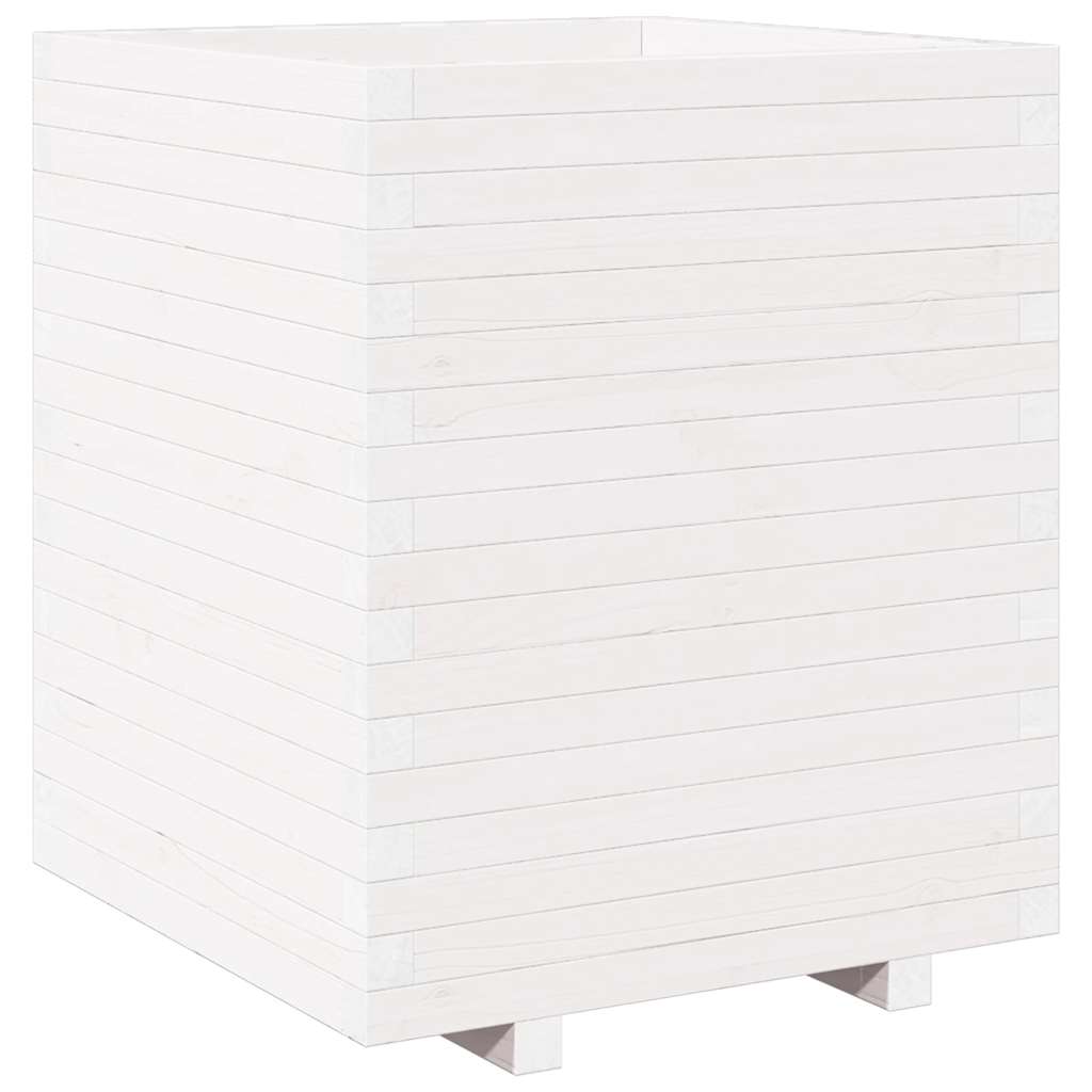vidaXL Pflanzkübel Weiß 60x60x72,5 cm Massivholz Kiefer