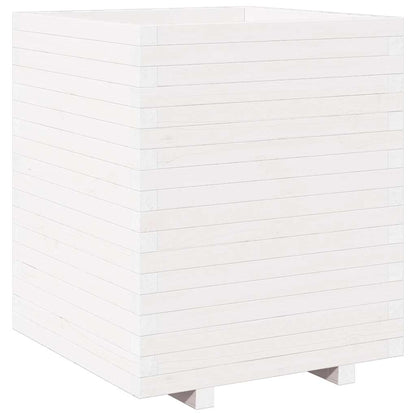vidaXL Pflanzkübel Weiß 60x60x72,5 cm Massivholz Kiefer
