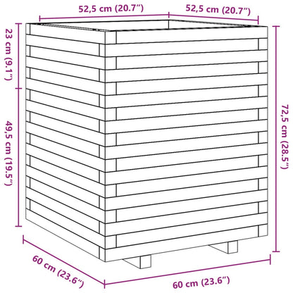 vidaXL Pflanzkübel Wachsbraun 60x60x72,5 cm Massivholz Kiefer