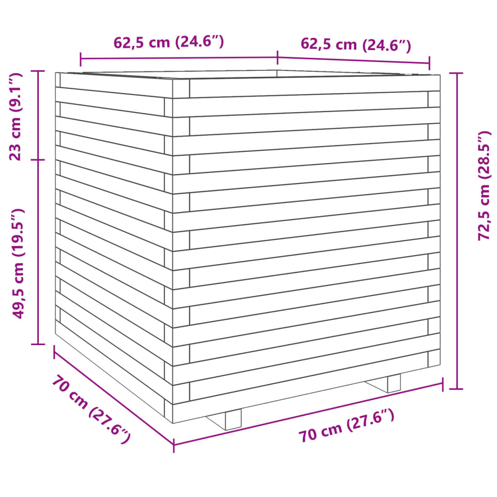 vidaXL Pflanzkübel 70x70x72,5 cm Massivholz Kiefer