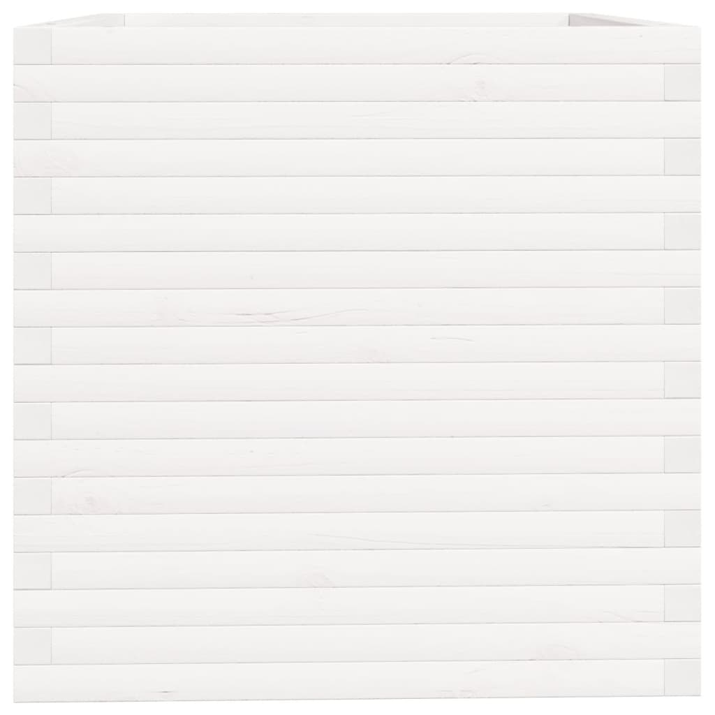 vidaXL Pflanzkübel Weiß 70x70x72,5 cm Massivholz Kiefer