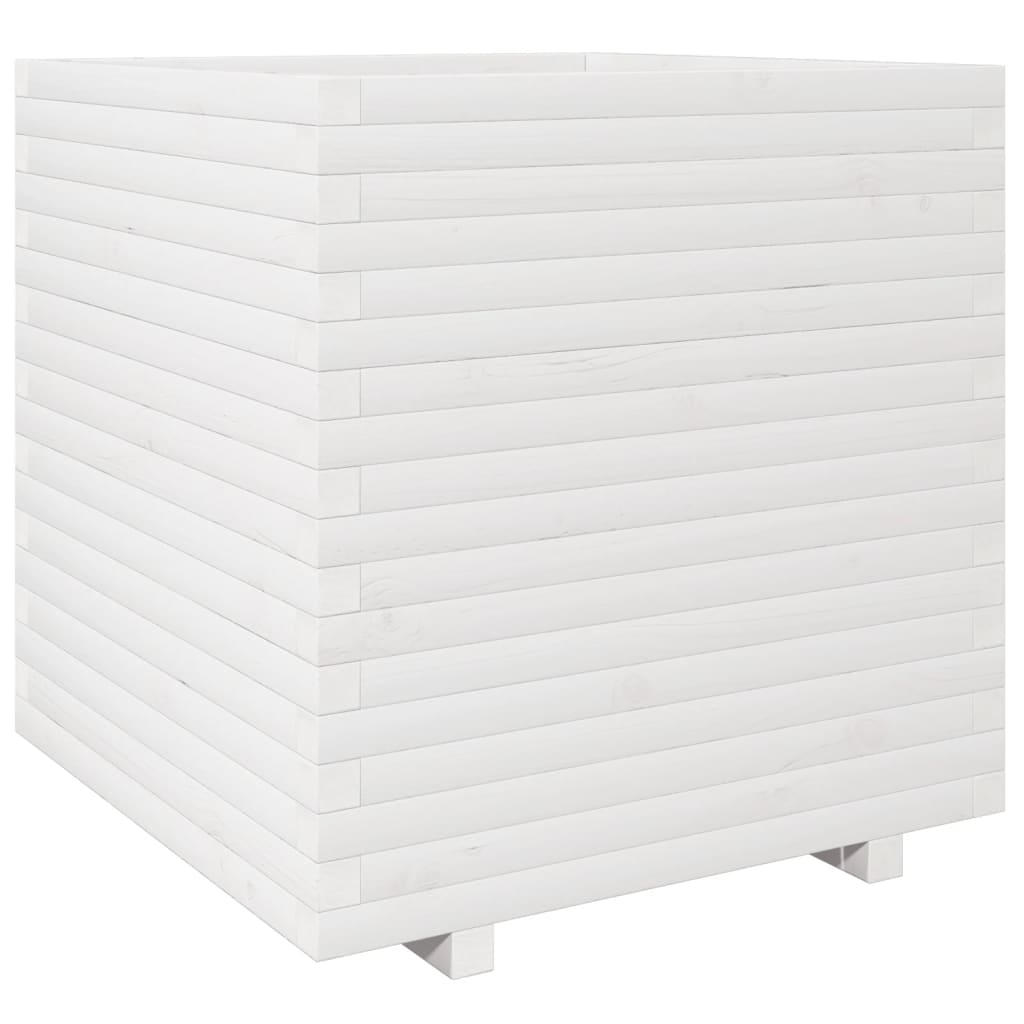 vidaXL Pflanzkübel Weiß 70x70x72,5 cm Massivholz Kiefer