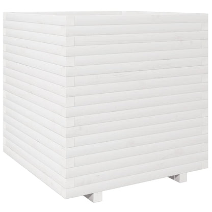 vidaXL Pflanzkübel Weiß 70x70x72,5 cm Massivholz Kiefer