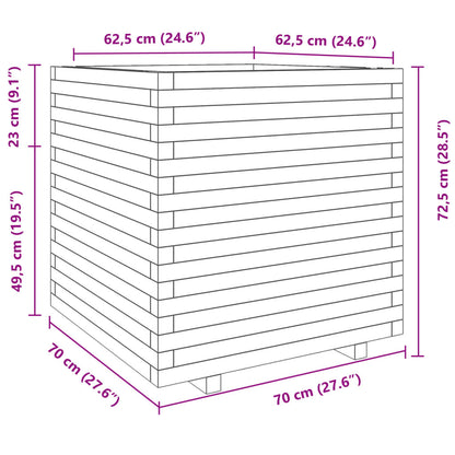 vidaXL Jardinière marron miel 70x70x72,5 cm Bois de pin massif