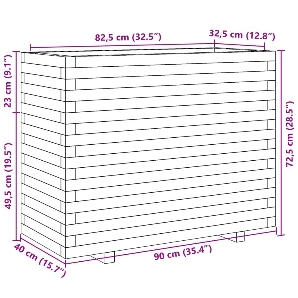 vidaXL Pflanzkübel 90x40x72,5 cm Kiefernholz Imprägniert