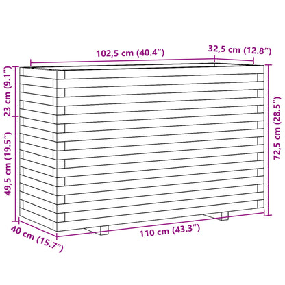 vidaXL Pflanzkübel Wachsbraun 110x40x72,5 cm Massivholz Kiefer
