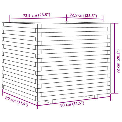 vidaXL Pflanzkübel Wachsbraun 80x80x72 cm Massivholz Kiefer