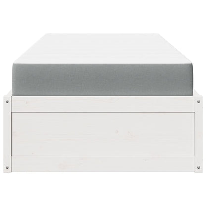 Bett mit Matratze Weiß 100x200 cm Massivholz Kiefer