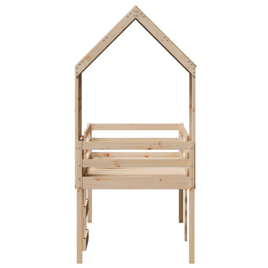 Hochbett mit Dach 90x190 cm Massivholz Kiefer