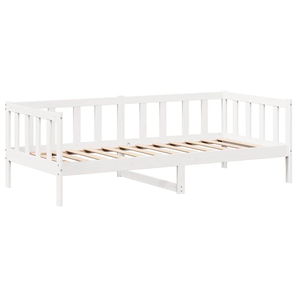 vidaXL Tagesbett und Bank mit Dach Weiß 80x200 cm Kiefernholz