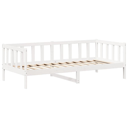 vidaXL Tagesbett und Bank mit Dach Weiß 80x200 cm Kiefernholz