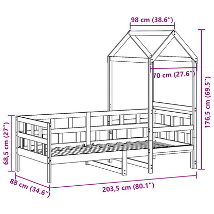 vidaXL Tagesbett mit Dach 80x200 cm Massivholz Kiefer