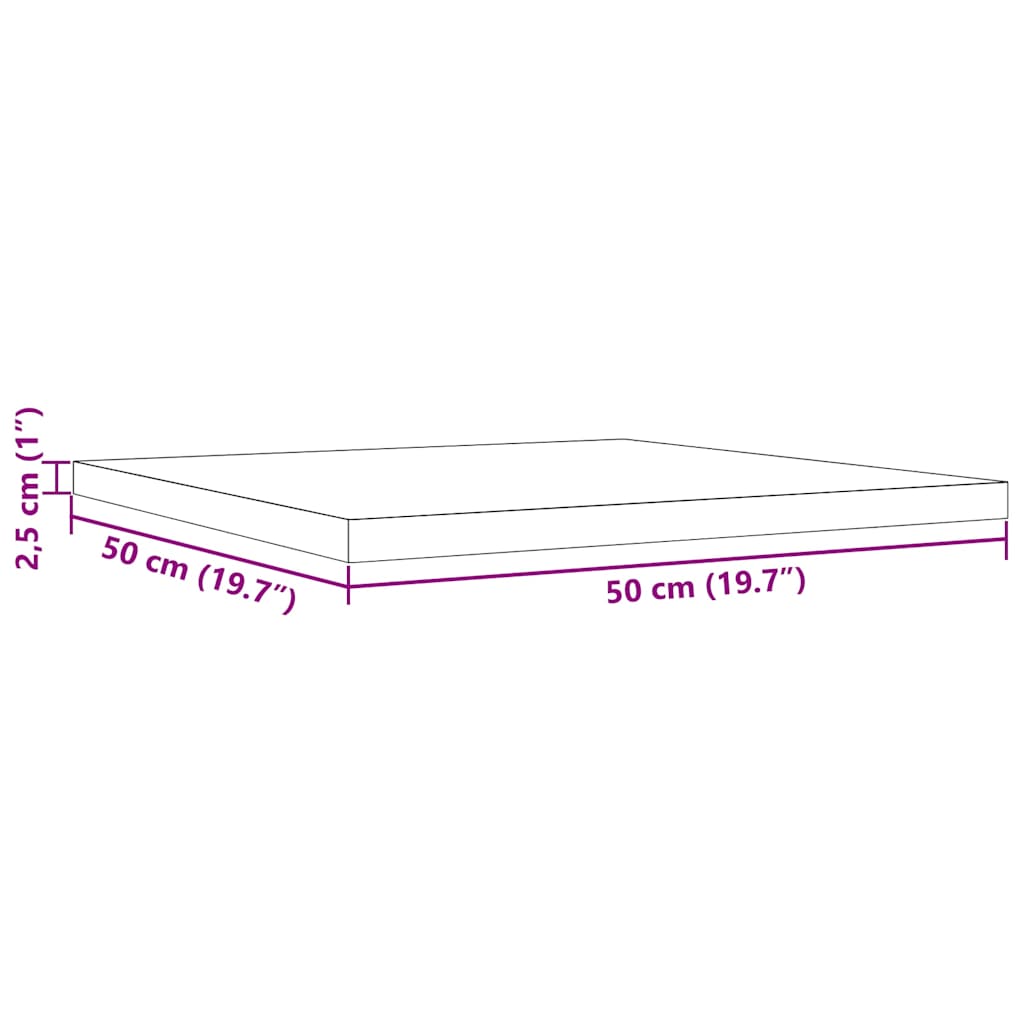 vidaXL Tischplatte 50x50x2,5 cm Quadratisch Massivholz Kiefer