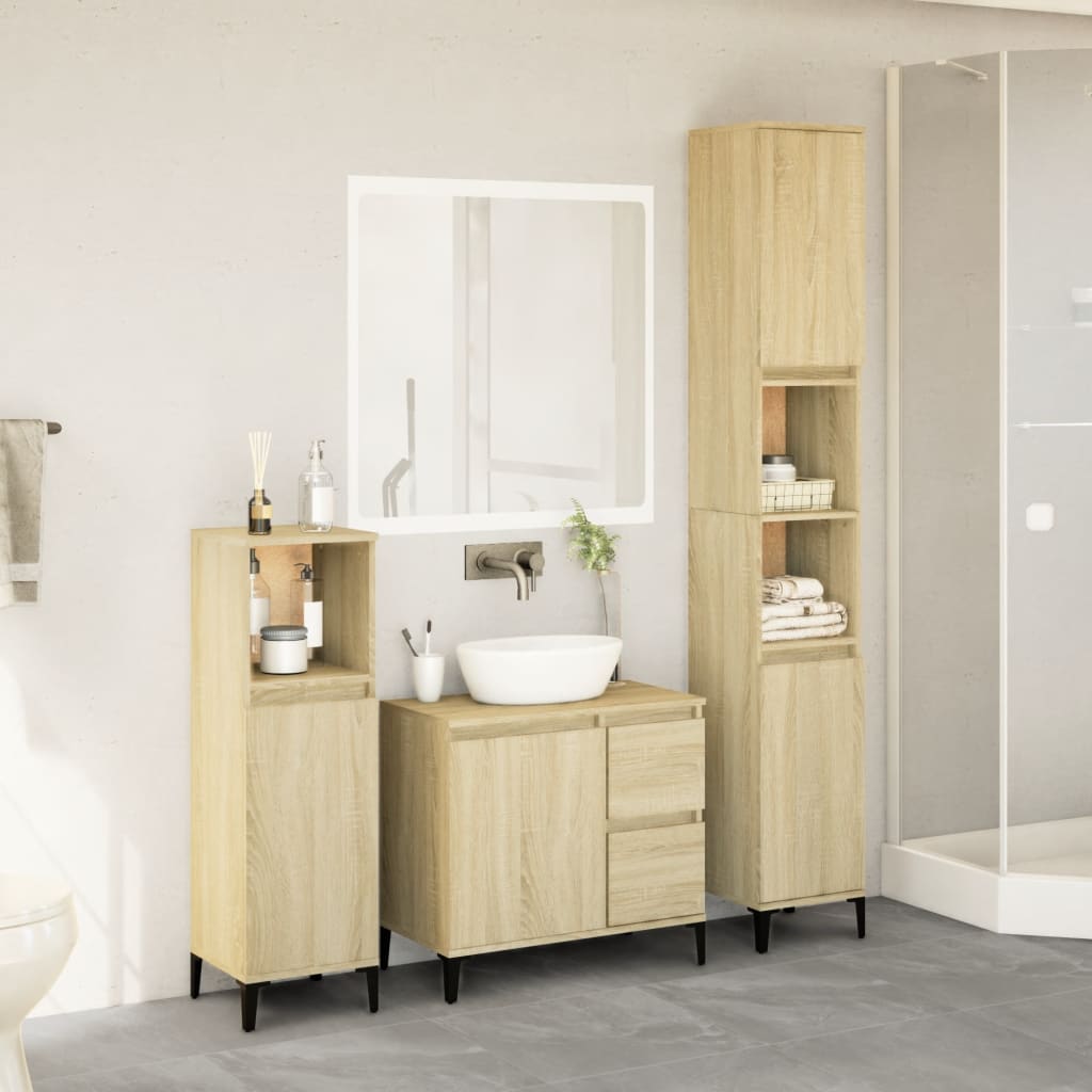 vidaXL Ensemble de meubles de salle de bain 3 pcs Chêne Sonoma Aggloméré