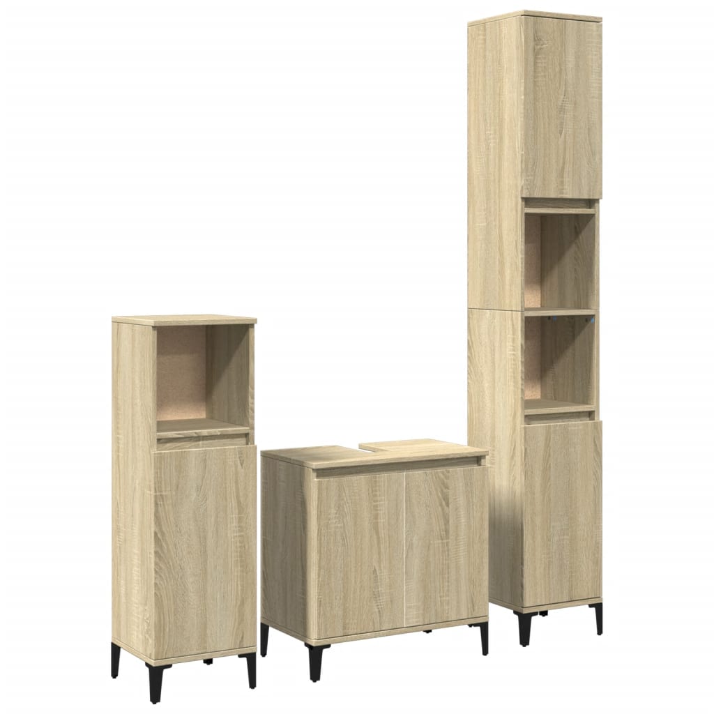 vidaXL Ensemble de meubles de salle de bain 3 pcs Chêne Sonoma Aggloméré