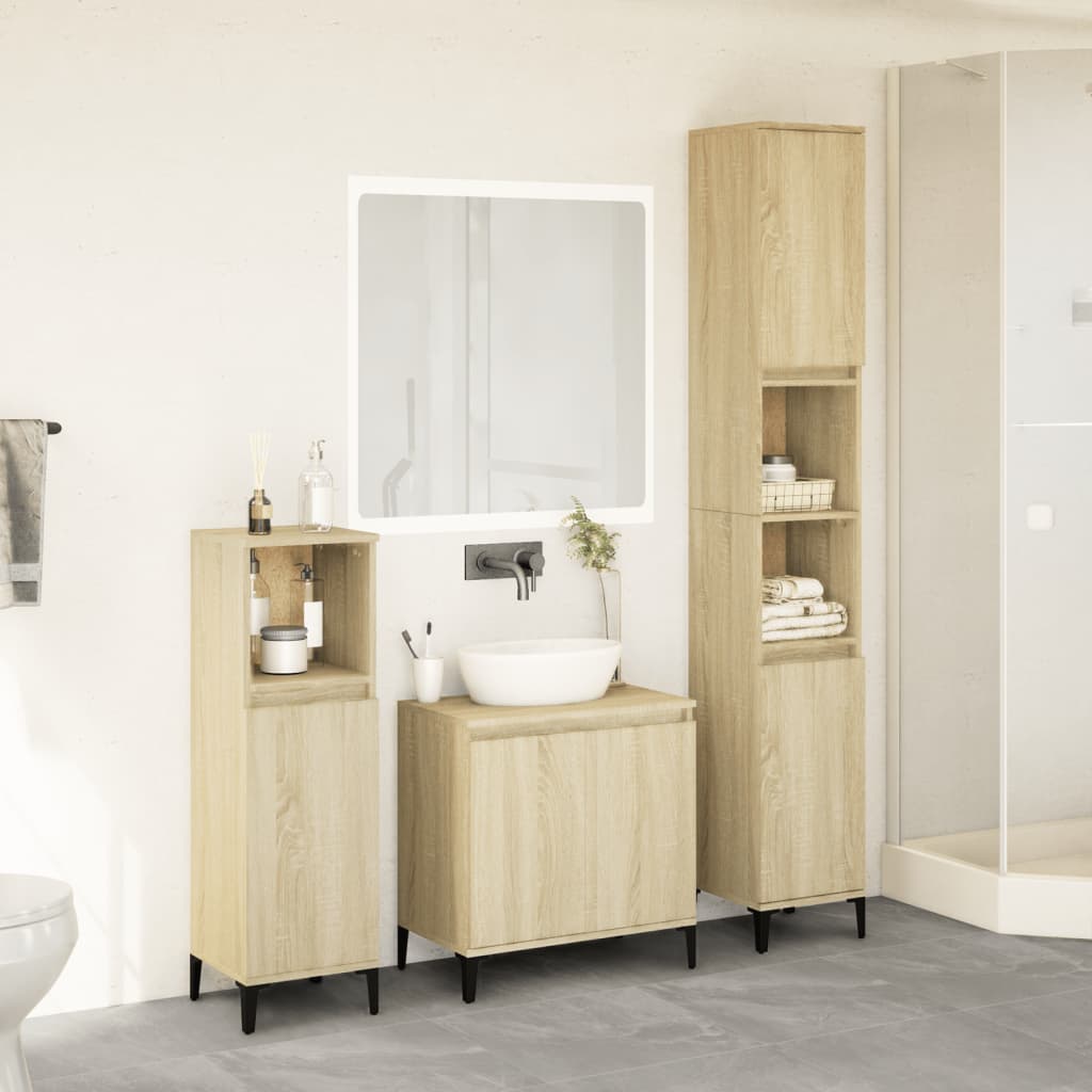 vidaXL Ensemble de meubles de salle de bain 3 pcs Chêne Sonoma Aggloméré