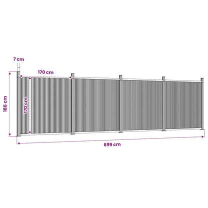 vidaXL Zaunelement Grau 699x186 cm WPC