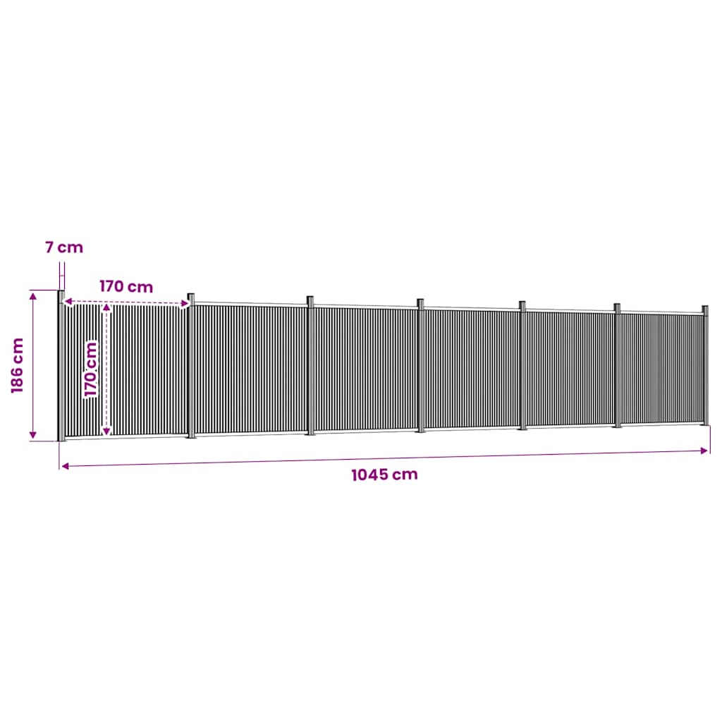 vidaXL Zaunelement Grau 1045x186 cm WPC