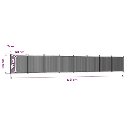 vidaXL Zaunelement Grau 1391x186 cm WPC