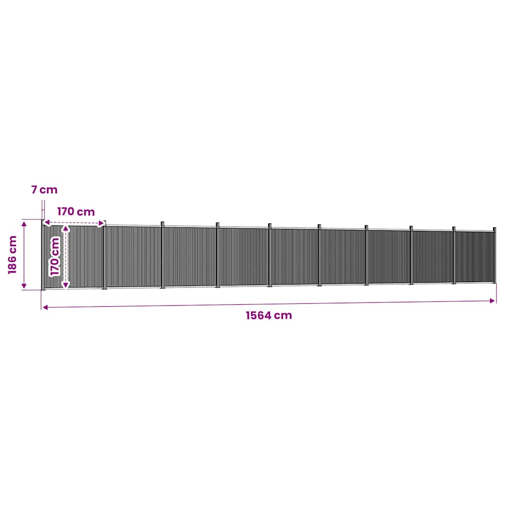 vidaXL Zaunelement Braun 1564x186 cm WPC