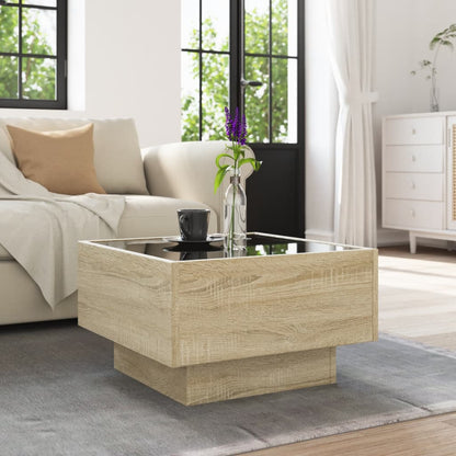 vidaXL LED-Couchtisch Sonoma Eiche 50x50x30 cm Holzwerkstoff