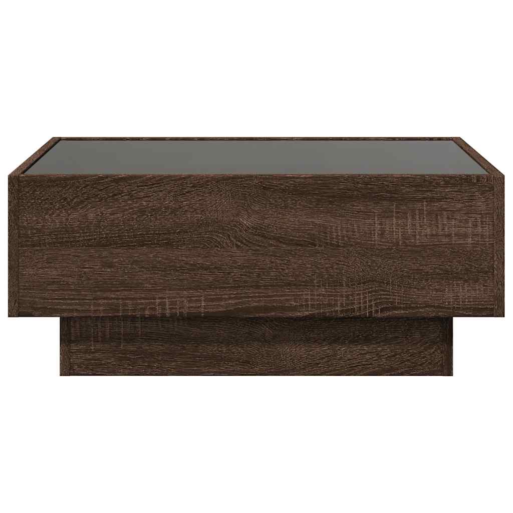 vidaXL LED-Couchtisch Braun Eichen-Optik 70x50x30 cm Holzwerkstoff