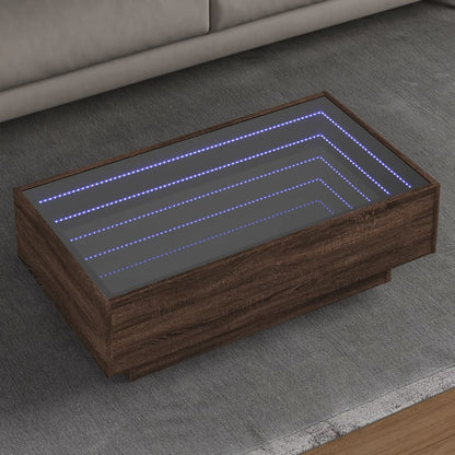 vidaXL LED-Couchtisch Braun Eichen-Optik 90x50x30 cm Holzwerkstoff